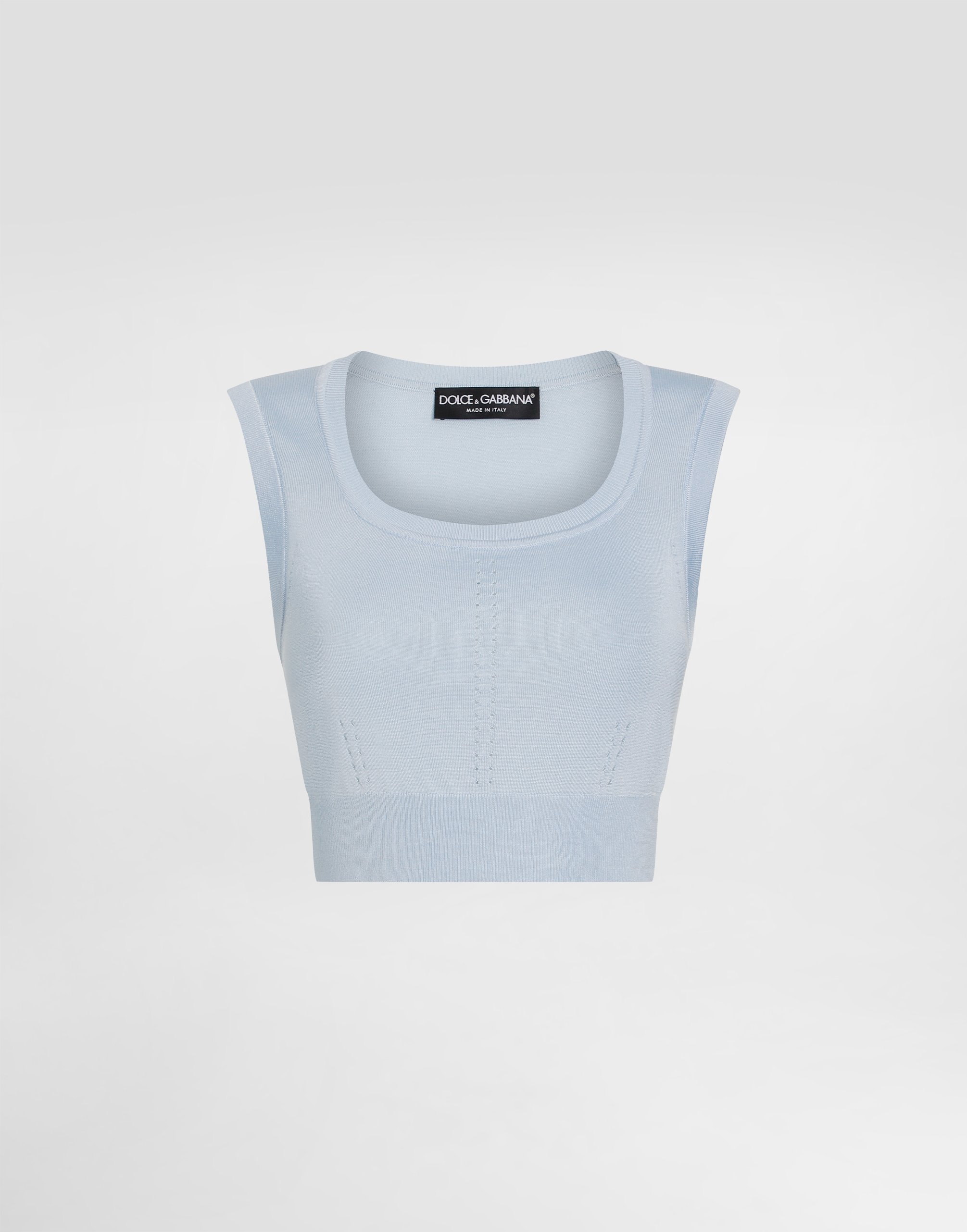 Шелковый топ без рукавов Dolce & Gabbana, лазурный
Шелковый топ без рукавов Dolce & Gabbana, лазурный