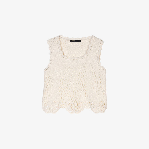 Топ короткий Maje с ажурной вязкой крючком, белый
Топ короткий Maje с ажурной вязкой крючком, белый