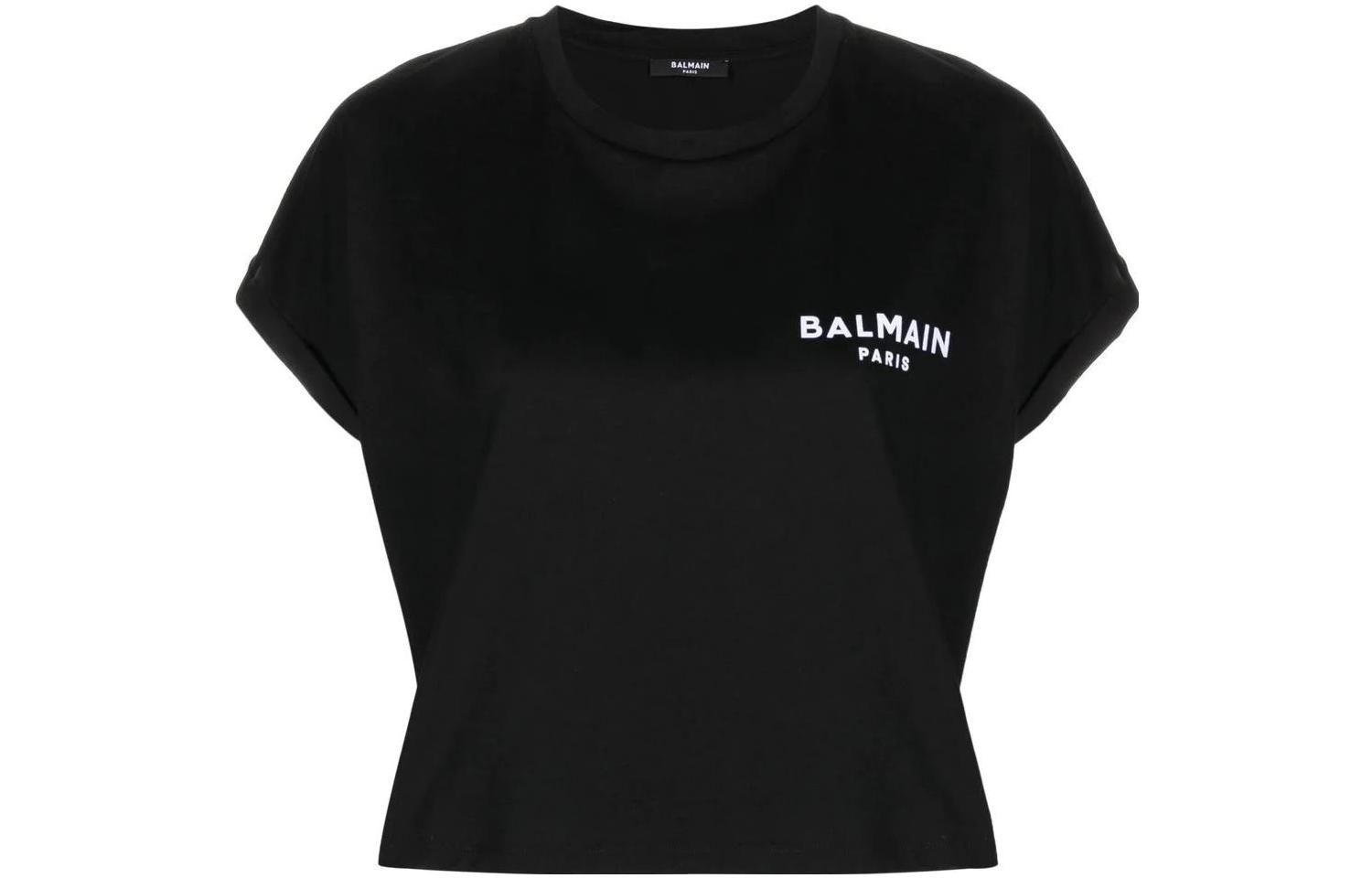 Футболка короткая с принтом логотипа BALMAIN, черный
Футболка короткая с принтом логотипа BALMAIN, черный