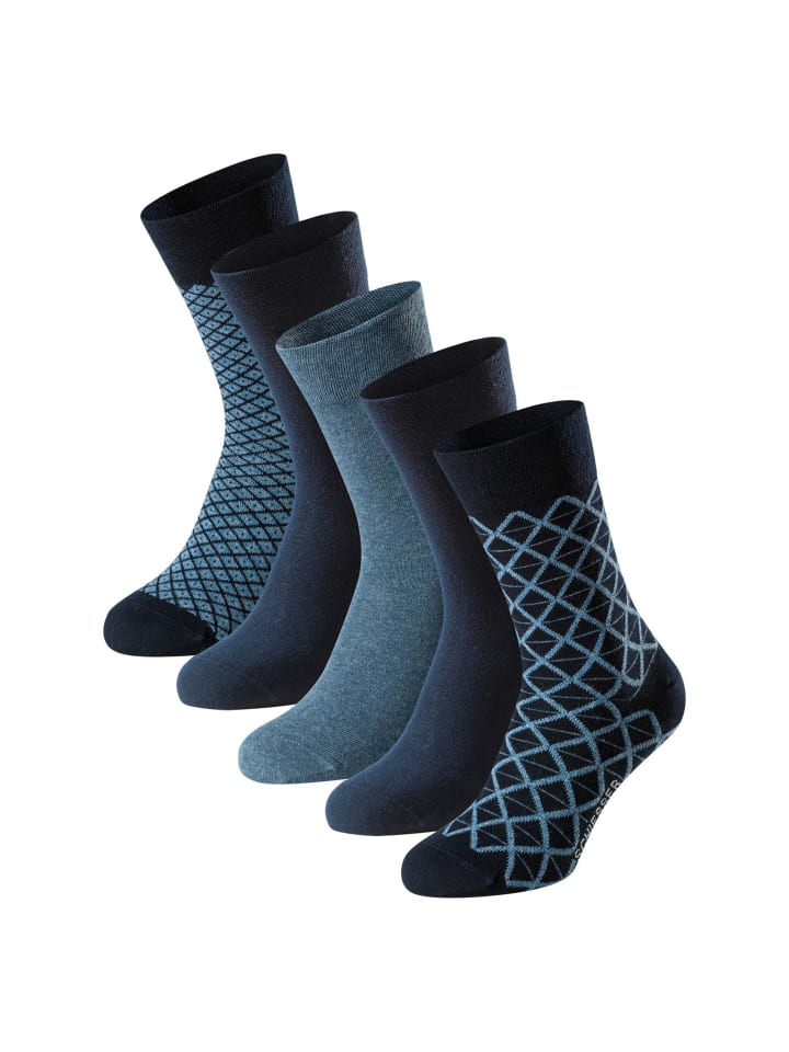 Schiesser Носки, 5 пар, синие с узором
Schiesser Носки, 5 пар, синие с узором