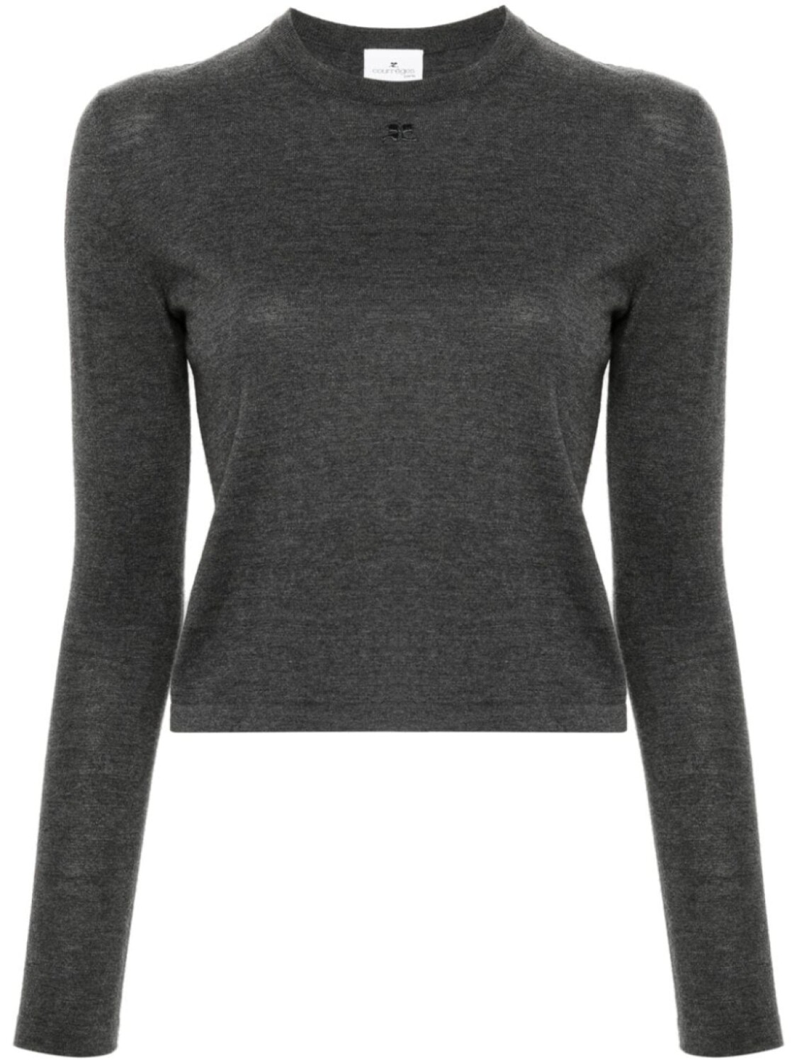 Courrèges джемпер тонкой вязки с вышитым логотипом, серый