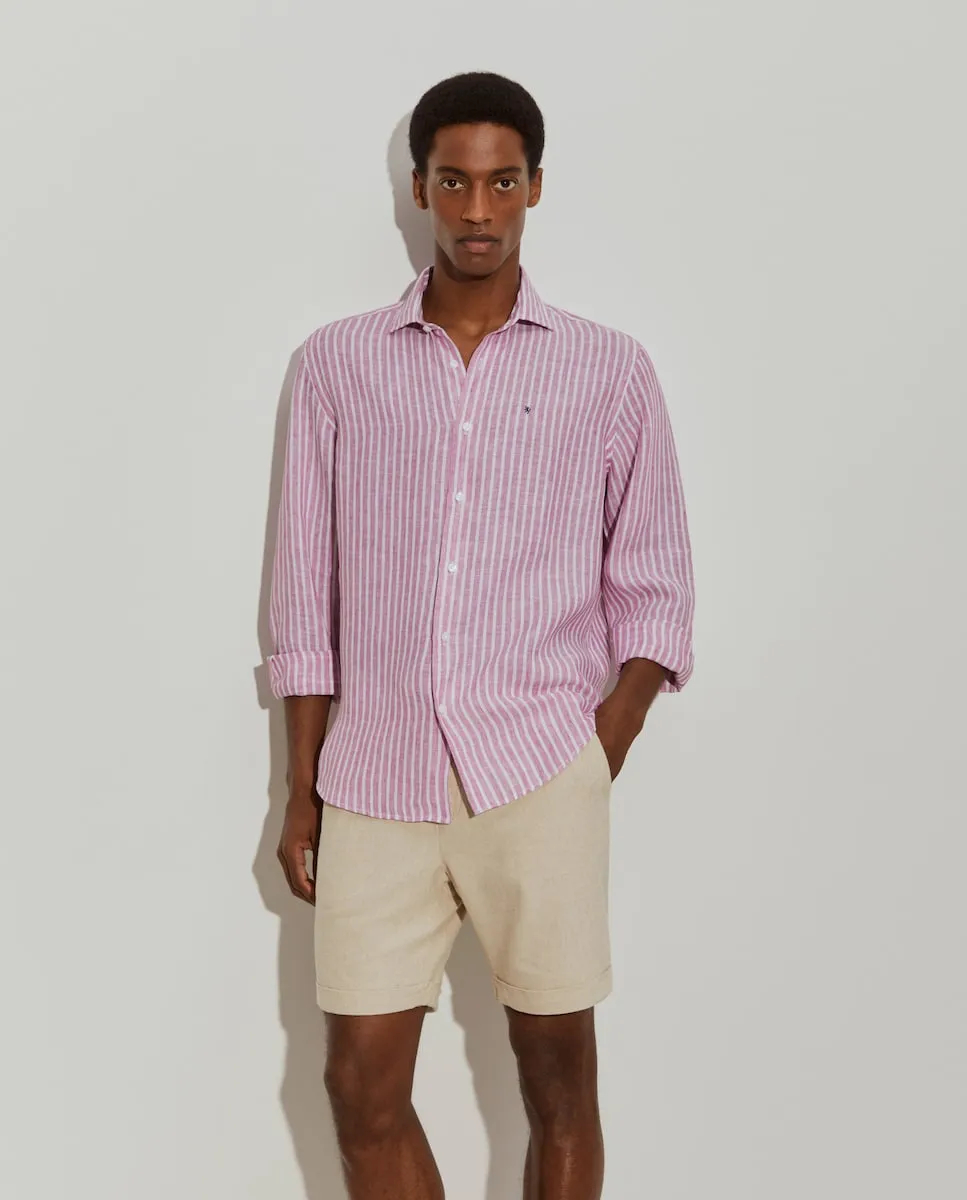 Мужская льняная рубашка классического кроя в полоску Lion Of Porches, розовый
Мужская льняная рубашка классического кроя в полоску Lion Of Porches, розовый