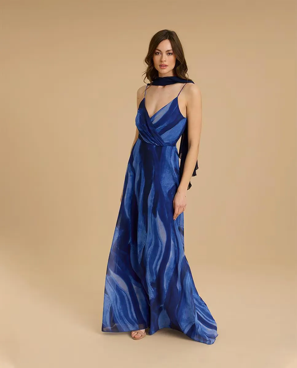 Длинное платье с перекрещивающимся вырезом Veneno en la piel, синий
Длинное платье с перекрещивающимся вырезом Veneno en la piel, синий