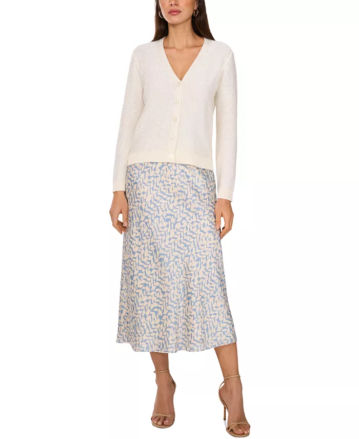 Женский кардиган с V-образным вырезом и пайетками на пуговицах Vince Camuto, белый
Женский кардиган с V-образным вырезом и пайетками на пуговицах Vince Camuto, белый