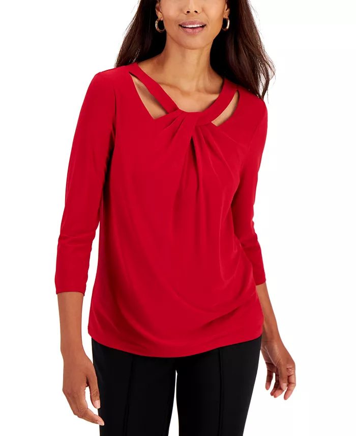 Женский топ из джерси с рукавом 3/4 и узлом спереди Kasper, красный
Женский топ из джерси с рукавом 3/4 и узлом спереди Kasper, красный