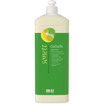 Желчное мыло для универсального удаления пятен с органическим растительным маслом 100% биоразлагаемое 1 литр Sonett
Желчное мыло для универсального удаления пятен с органическим растительным маслом 100% биоразлагаемое 1 литр Sonett