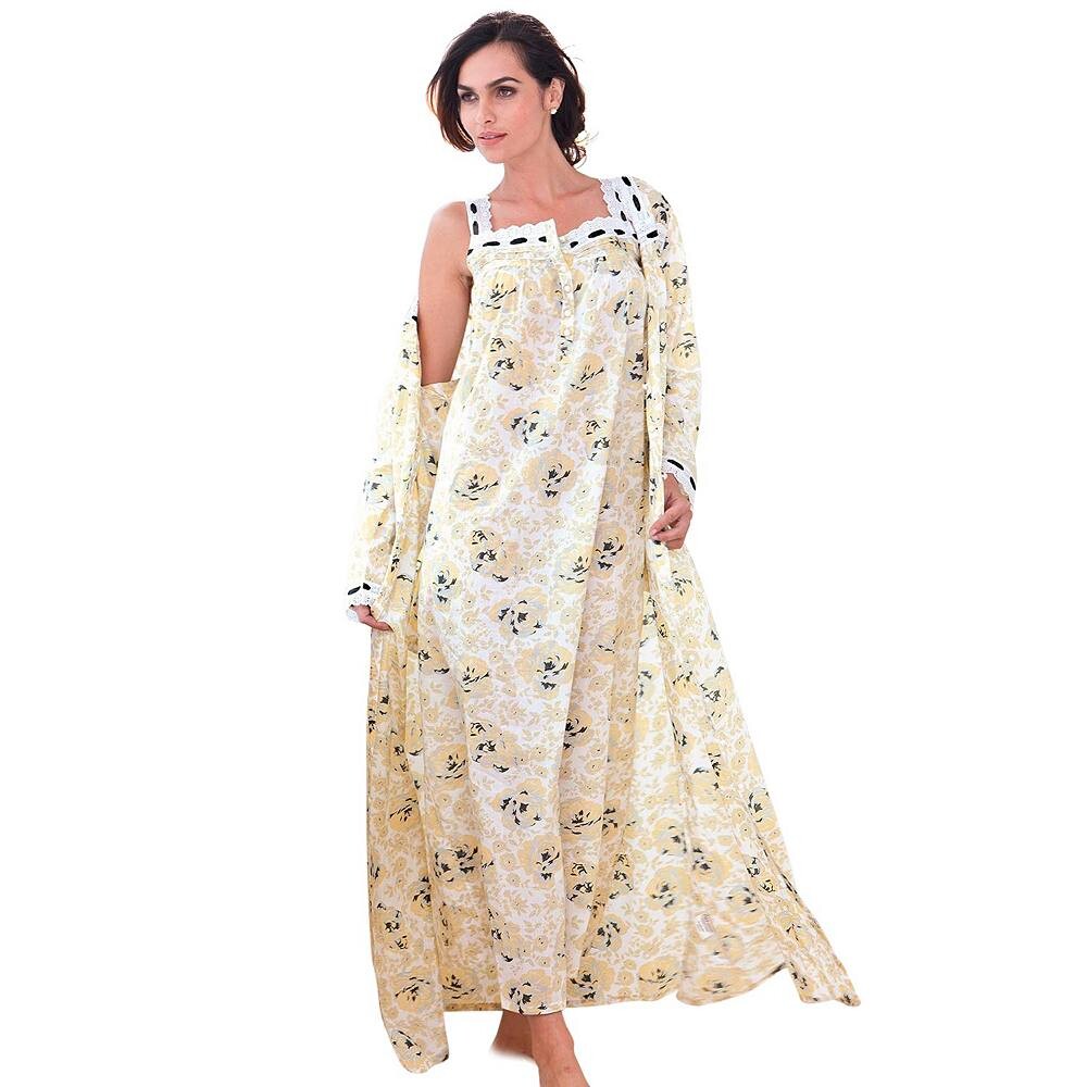 Женский длинный пеньюар размера плюс, комплект из 2 предметов только необходимого цвета с цветком капусты и розы Only Necessities, цвет Yellow Floral 
Женский длинный пеньюар размера плюс, комплект из 2 предметов только необходимого цвета с цветком капусты и розы Only Necessities, цвет Yellow Floral