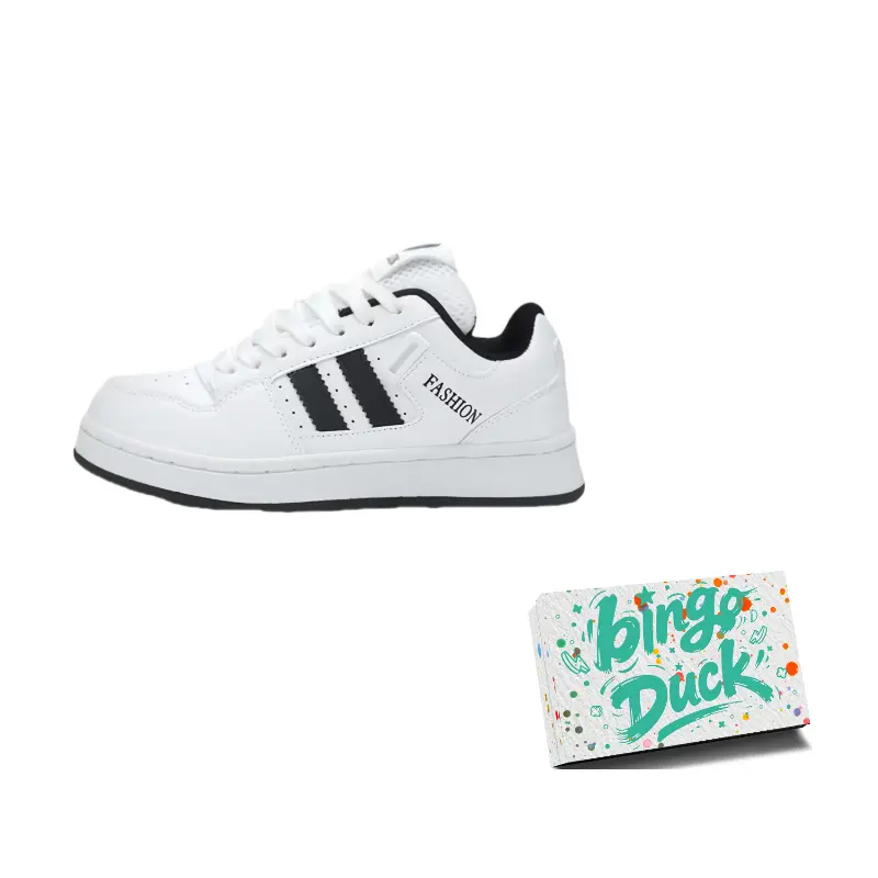 BINGO DUCK Низкие скейтерские кроссовки унисекс бело-черные, цвет White Black 
BINGO DUCK Низкие скейтерские кроссовки унисекс бело-черные, цвет White Black
