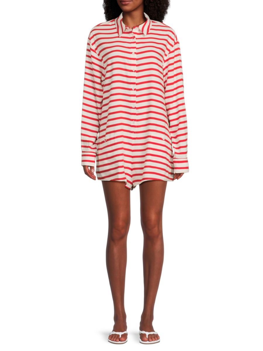 Полосатый комбинезон из льняной смеси с пуговицами спереди WeWoreWhat, цвет Off White Red
Полосатый комбинезон из льняной смеси с пуговицами спереди WeWoreWhat, цвет Off White Red