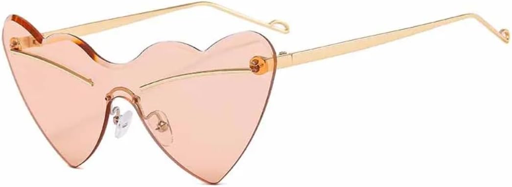 Модные женские солнцезащитные очки в форме сердца без оправы, роскошные мужские солнцезащитные очки с металлическими дужками для вечеринок и улицы, с застежкой UV400 TVTBBVV, Gold Tea
Модные женские солнцезащитные очки в форме сердца без оправы, роскошные мужские солнцезащитные очки с металлическими дужками для вечеринок и улицы, с застежкой UV400 TVTBBVV, Gold Tea