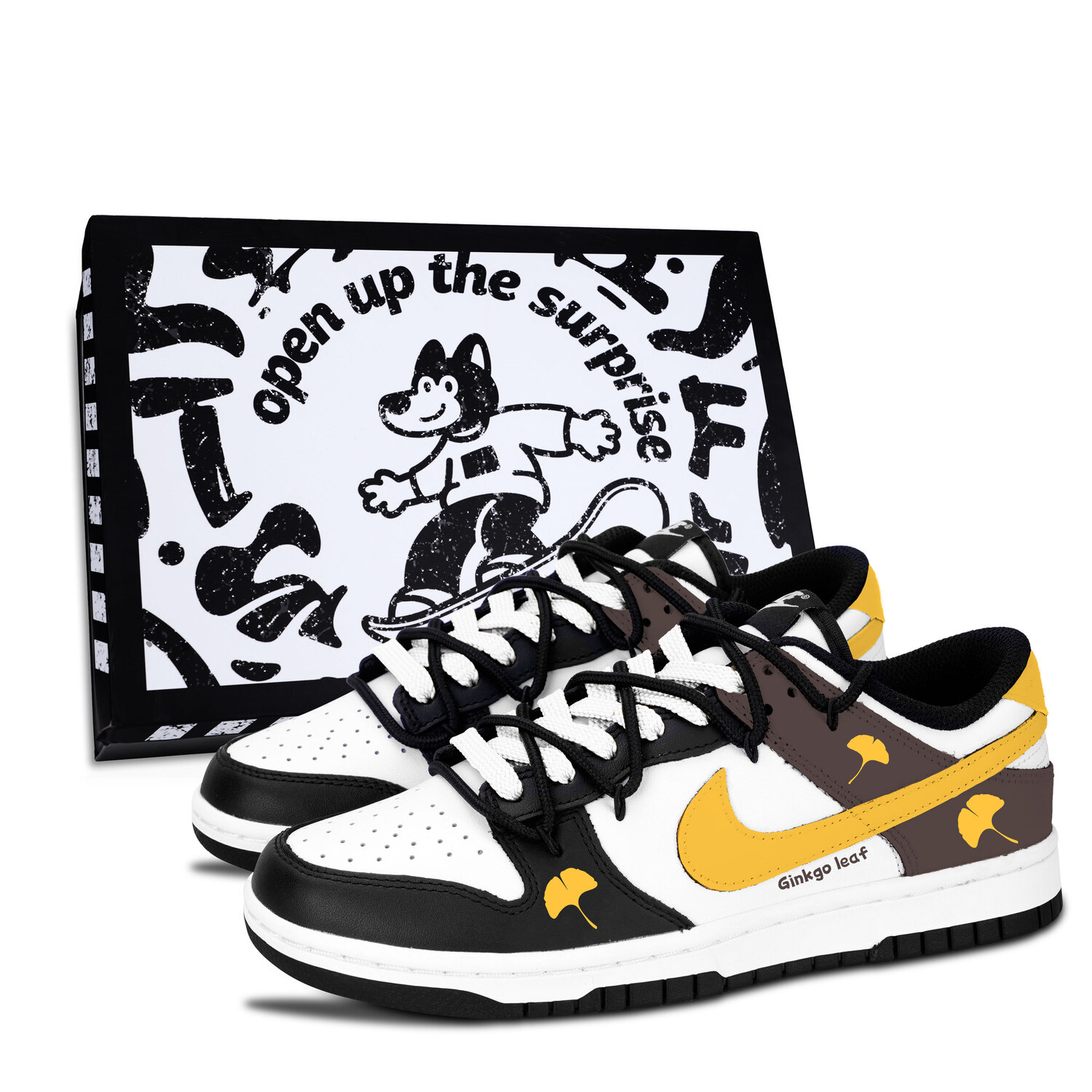 Dunk Black White, художественный стиль Ginkgo, устойчивые к истиранию низкие кроссовки для скейтбординга Unisex Nike, желтый
Dunk Black White, художественный стиль Ginkgo, устойчивые к истиранию низкие кроссовки для скейтбординга Unisex Nike, желтый