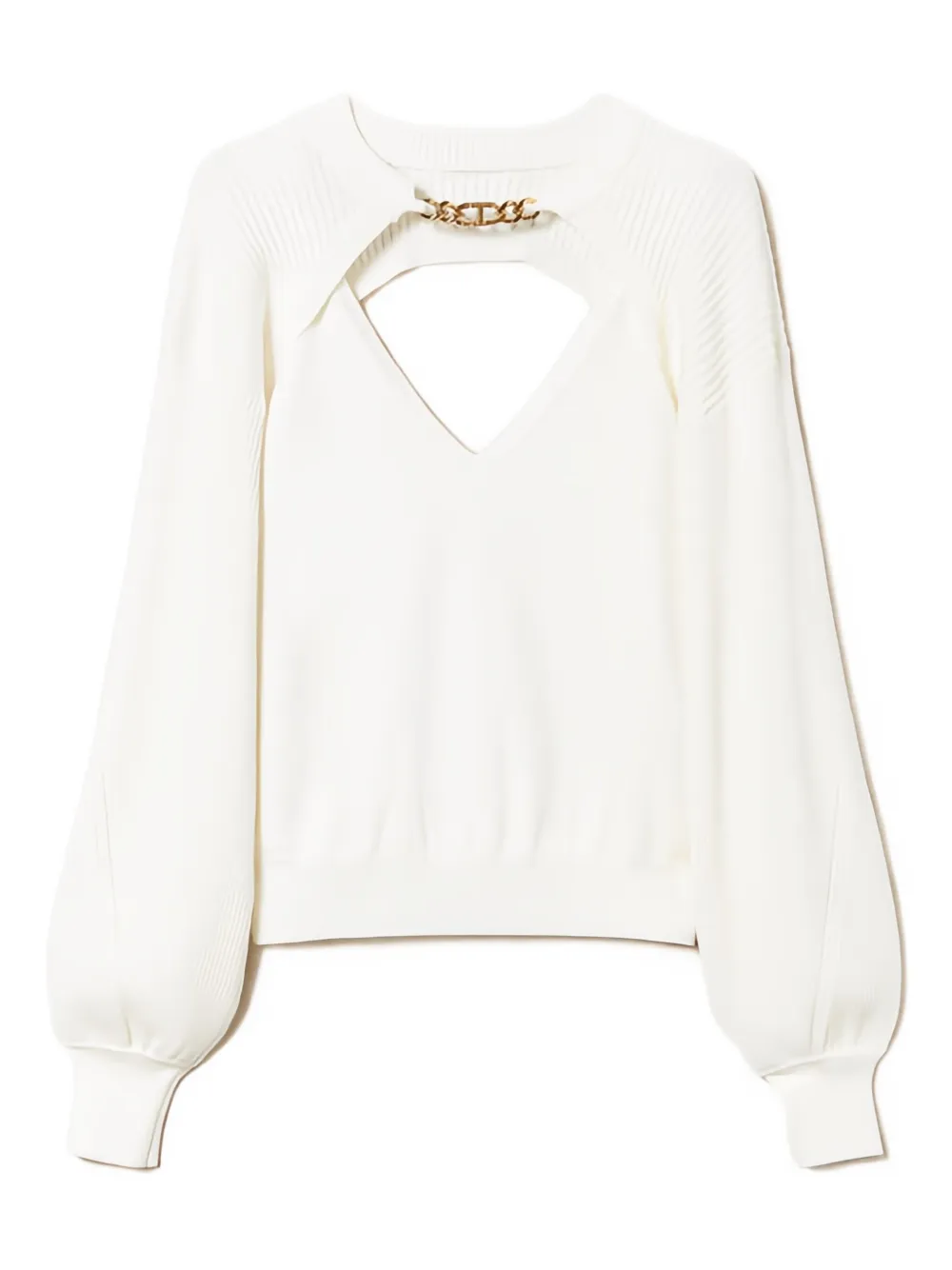 Ребристая блузка с цепочкой TWINSET, белый
Ребристая блузка с цепочкой TWINSET, белый