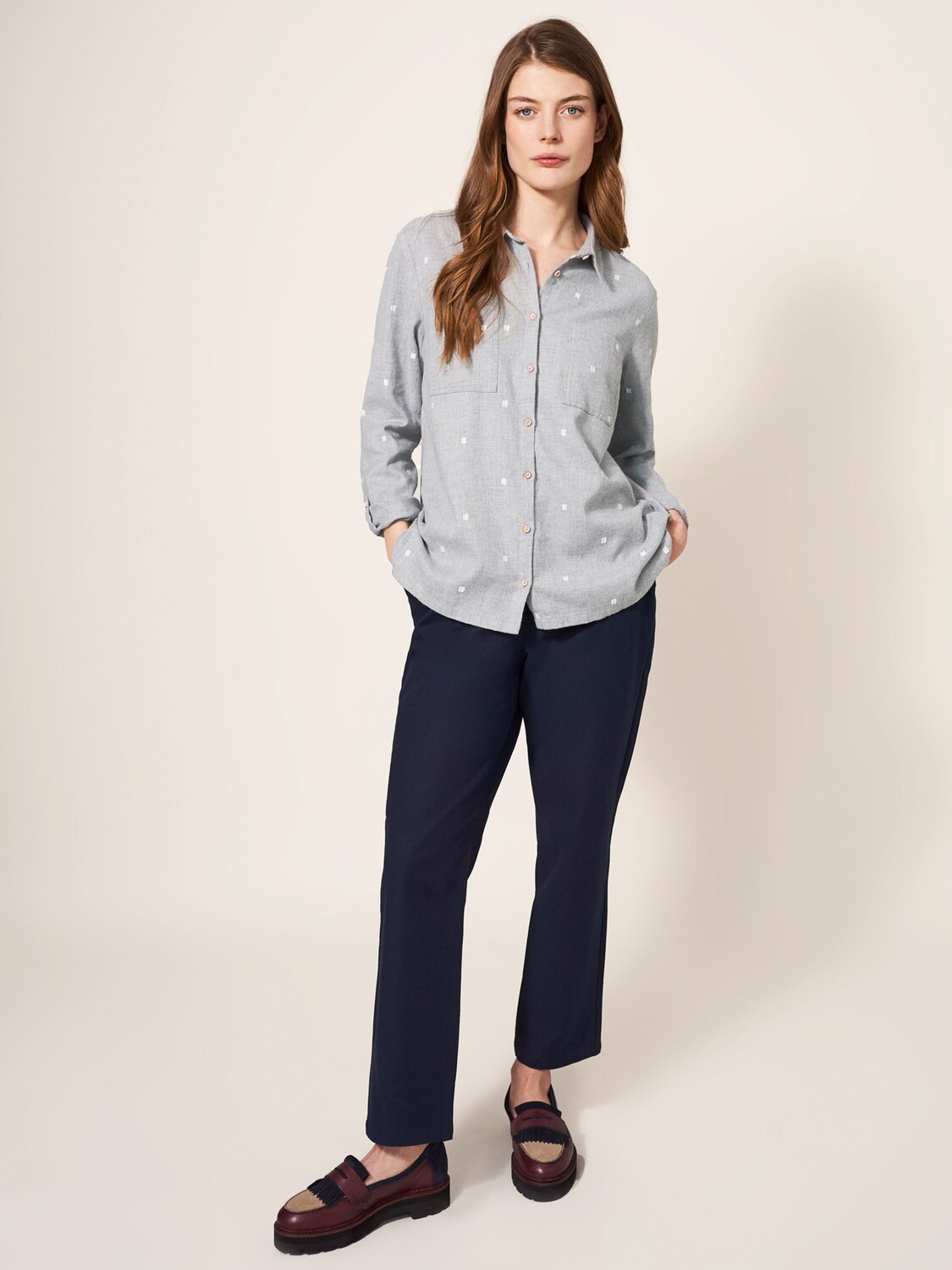 Рубашка из органического хлопка с квадратной вышивкой White Stuff, серый/белый
Рубашка из органического хлопка с квадратной вышивкой White Stuff, серый/белый