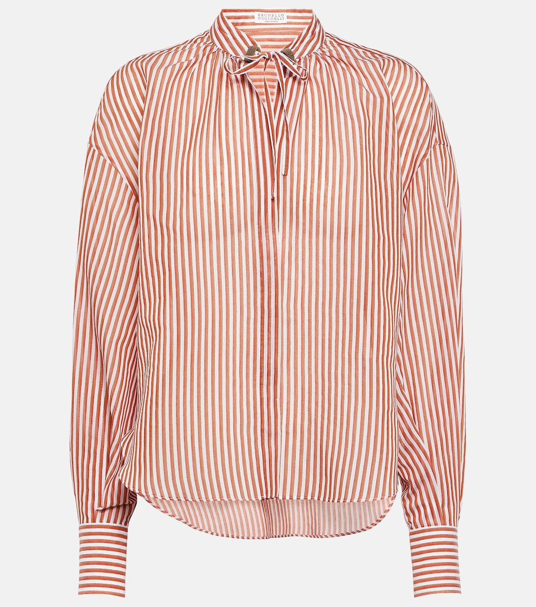 Полосатая рубашка из смесового хлопка BRUNELLO CUCINELLI, разноцветный
Полосатая рубашка из смесового хлопка BRUNELLO CUCINELLI, разноцветный