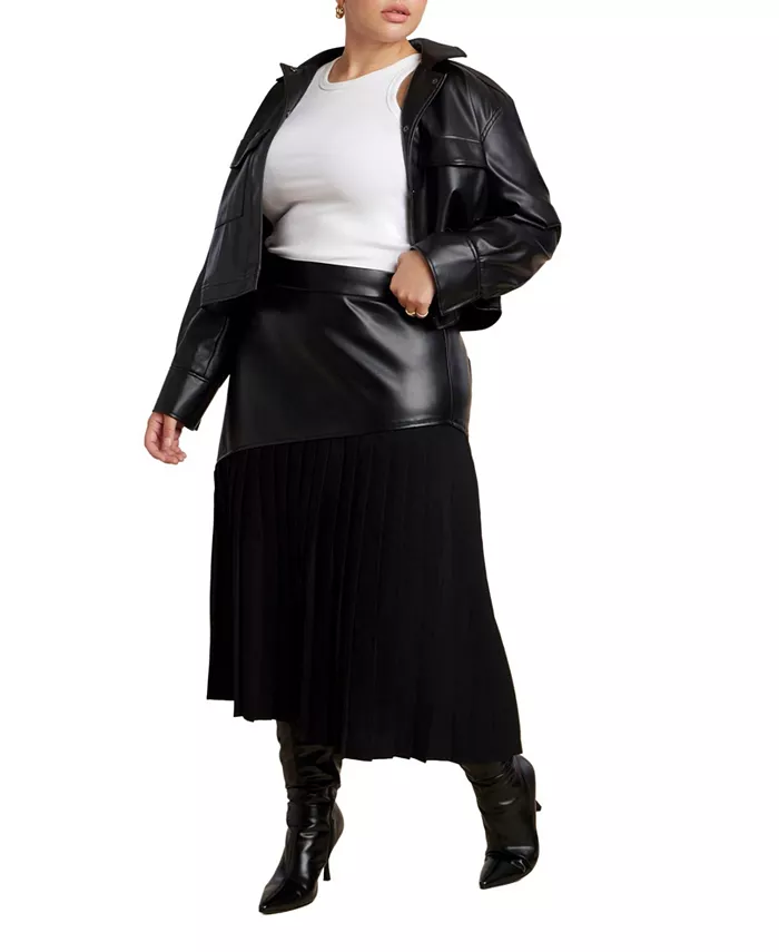 Женская юбка больших размеров из комбинированной ткани в складку ELOQUII, черный
Женская юбка больших размеров из комбинированной ткани в складку ELOQUII, черный