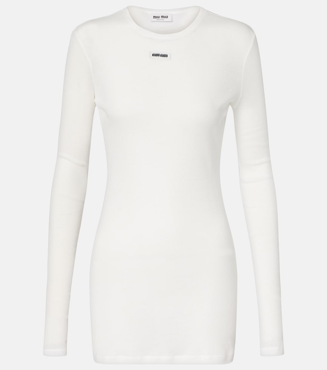 Мини-платье из хлопкового джерси Miu Miu, белый
Мини-платье из хлопкового джерси Miu Miu, белый