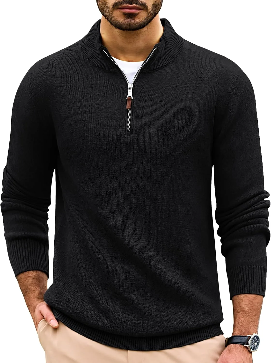 Cotrasen мужской свитер-полузип с длинными рукавами и воротником-стойкой
Cotrasen мужской свитер-полузип с длинными рукавами и воротником-стойкой