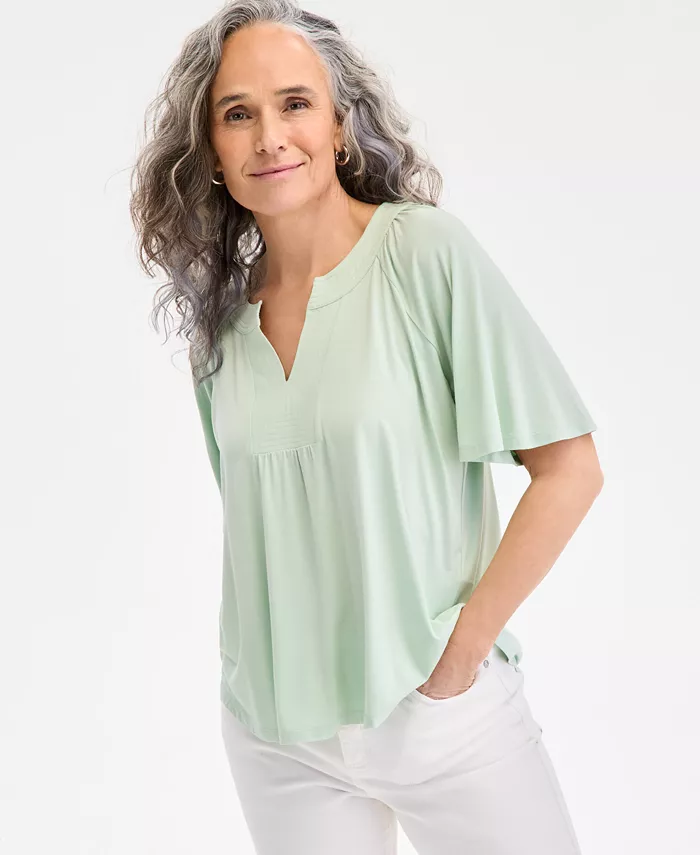 Женский топ с расклешенными рукавами и разрезом на горловине Style & Co, зеленый
Женский топ с расклешенными рукавами и разрезом на горловине Style & Co, зеленый