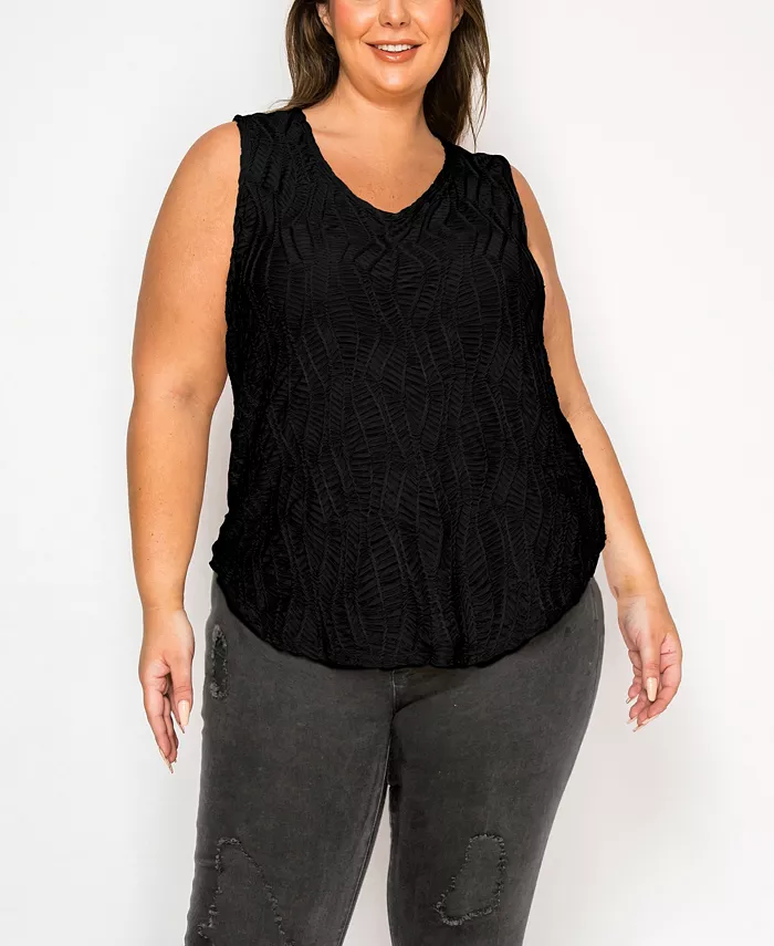 Майка размера плюс со спиральной волнистой текстурой, двойным V-образным вырезом и закругленным подолом COIN 1804, черный
Майка размера плюс со спиральной волнистой текстурой, двойным V-образным вырезом и закругленным подолом COIN 1804, черный