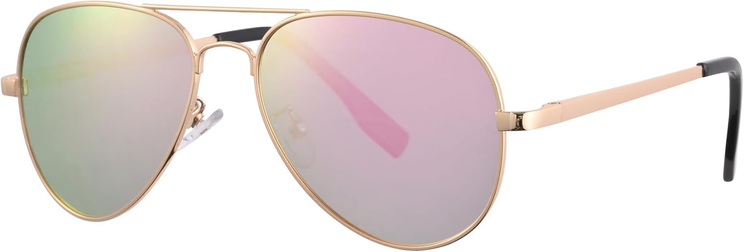 Поляризованные солнцезащитные очки-авиаторы COASION для подростков с маленьким лицом, для женщин и мужчин, винтажный стиль, защита от УФ-излучения UV400, 58mm - Gold/Pink Mirror
Поляризованные солнцезащитные очки-авиаторы COASION для подростков с маленьким лицом, для женщин и мужчин, винтажный стиль, защита от УФ-излучения UV400, 58mm - Gold/Pink Mirror