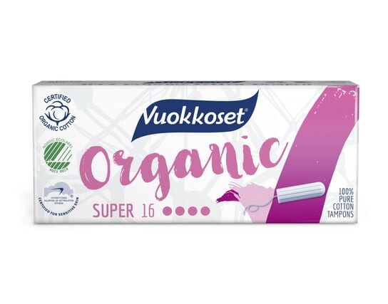 Тампоны Organic Super, 16 шт. Vuokkoset
Тампоны Organic Super, 16 шт. Vuokkoset