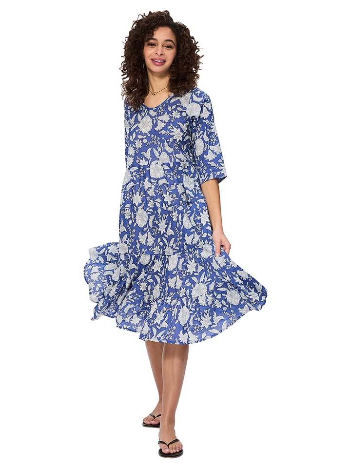 Платье до колена Aller Simplement, синий/белый 
Платье до колена Aller Simplement, синий/белый