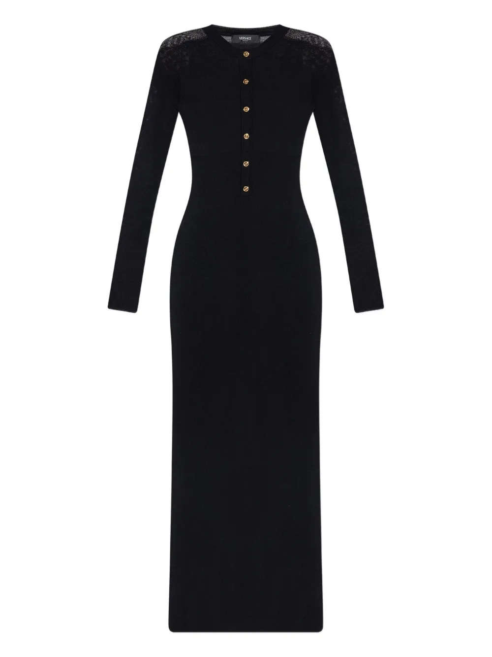 Платье миди с кружевными вставками и пуговицами спереди VERSACE, черный
Платье миди с кружевными вставками и пуговицами спереди VERSACE, черный