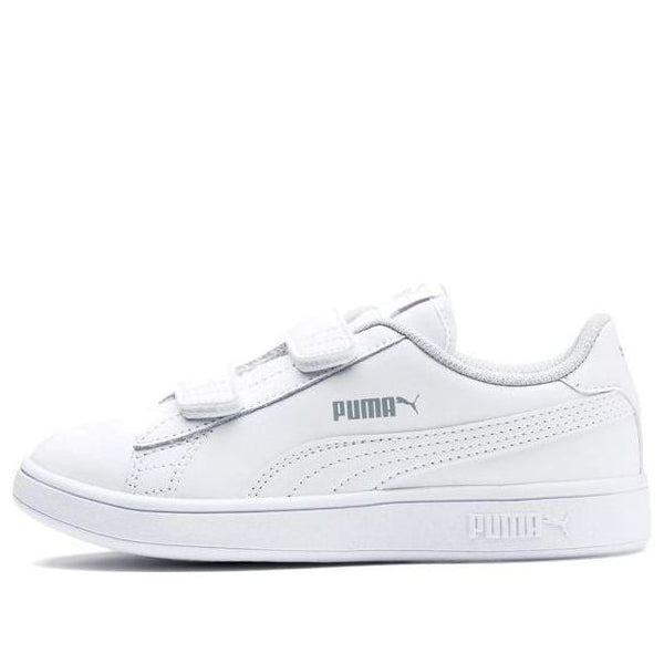 Кроссовки smash v2 leather 'triple white' Puma, белый 
Кроссовки smash v2 leather 'triple white' Puma, белый