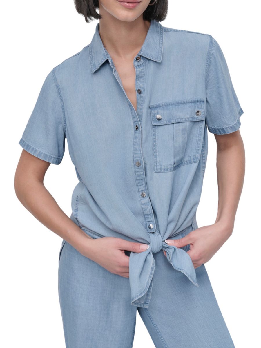 Рубашка из шамбре с завязкой на талии DKNY, цвет Light Chamnbray
Рубашка из шамбре с завязкой на талии DKNY, цвет Light Chamnbray