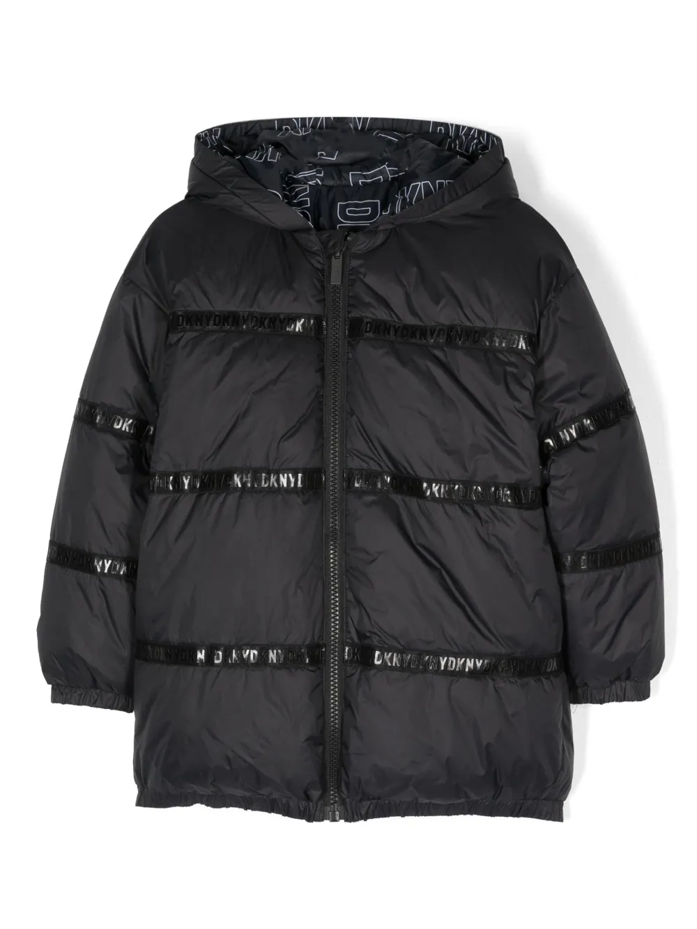 Двусторонний пуховик с логотипом Dkny Kids, черный
Двусторонний пуховик с логотипом Dkny Kids, черный