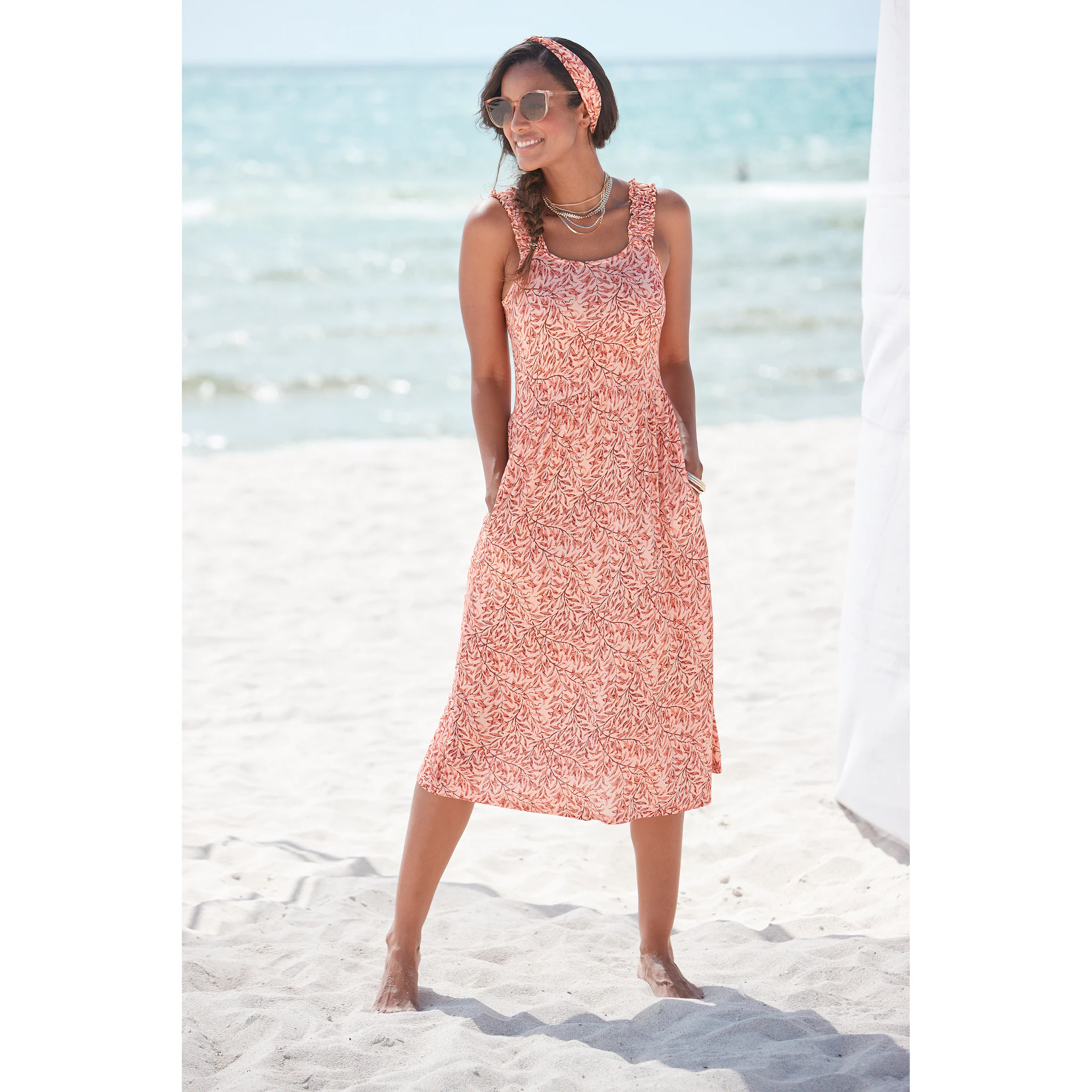 Пляжное платье из джерси с принтом в виде листьев и карманами, легкое пляжное платье, летнее платье Beachtime, красный
Пляжное платье из джерси с принтом в виде листьев и карманами, легкое пляжное платье, летнее платье Beachtime, красный