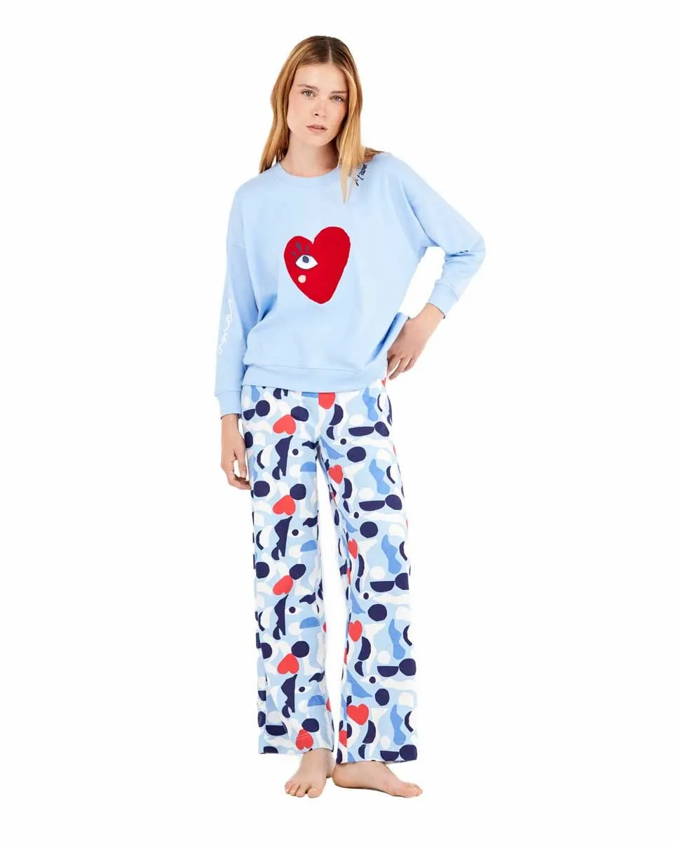 Женская пижама с рисунками в виде сердечек Gisela, голубой
Женская пижама с рисунками в виде сердечек Gisela, голубой