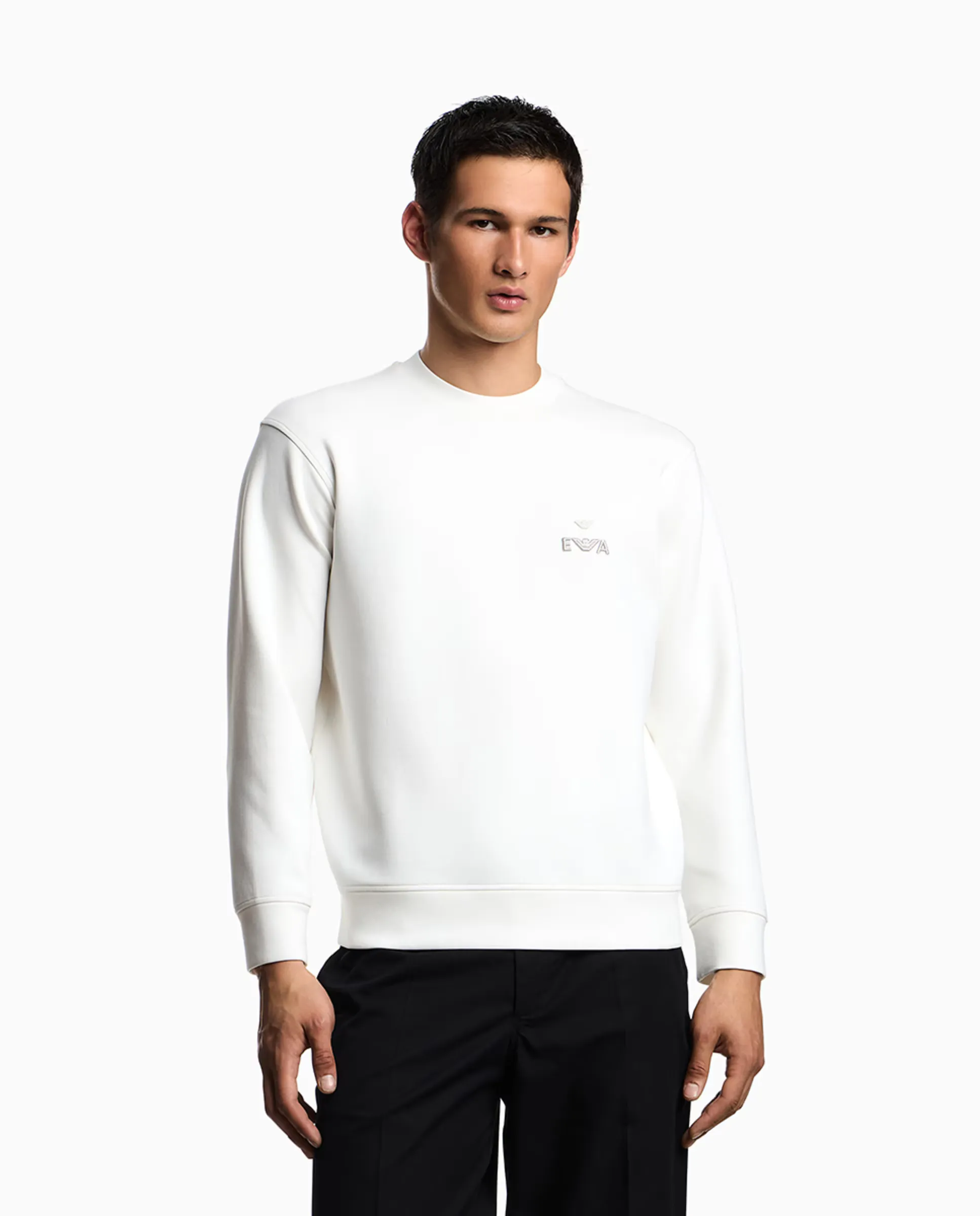 Мужская худи с круглой горловиной и контрастным логотипом Emporio Armani, белый
Мужская худи с круглой горловиной и контрастным логотипом Emporio Armani, белый