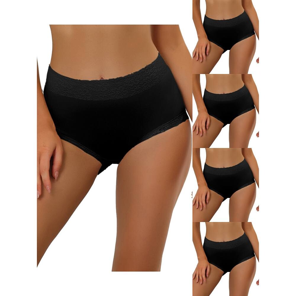 5 упаковок женского хлопкового нижнего белья с высокой посадкой и кружевной отделкой, трусики с полным покрытием для контроля живота ALLEGRA K, черный
5 упаковок женского хлопкового нижнего белья с высокой посадкой и кружевной отделкой, трусики с полным покрытием для контроля живота ALLEGRA K, черный