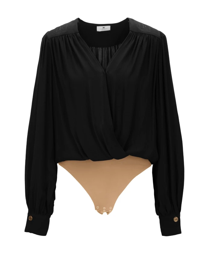 Женский боди-рубашка с V-образным вырезом и автоматической застежкой на пуговицы. Elisabetta Franchi, черный
Женский боди-рубашка с V-образным вырезом и автоматической застежкой на пуговицы. Elisabetta Franchi, черный