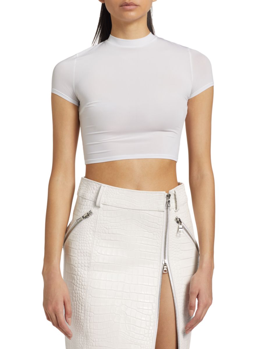 Укороченная футболка из эластичного хлопка LaQuan Smith, белый
Укороченная футболка из эластичного хлопка LaQuan Smith, белый