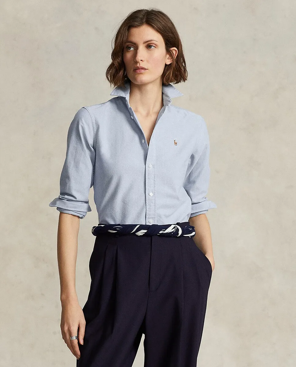 Женская базовая рубашка с контрастным логотипом Polo Ralph Lauren, синий
Женская базовая рубашка с контрастным логотипом Polo Ralph Lauren, синий