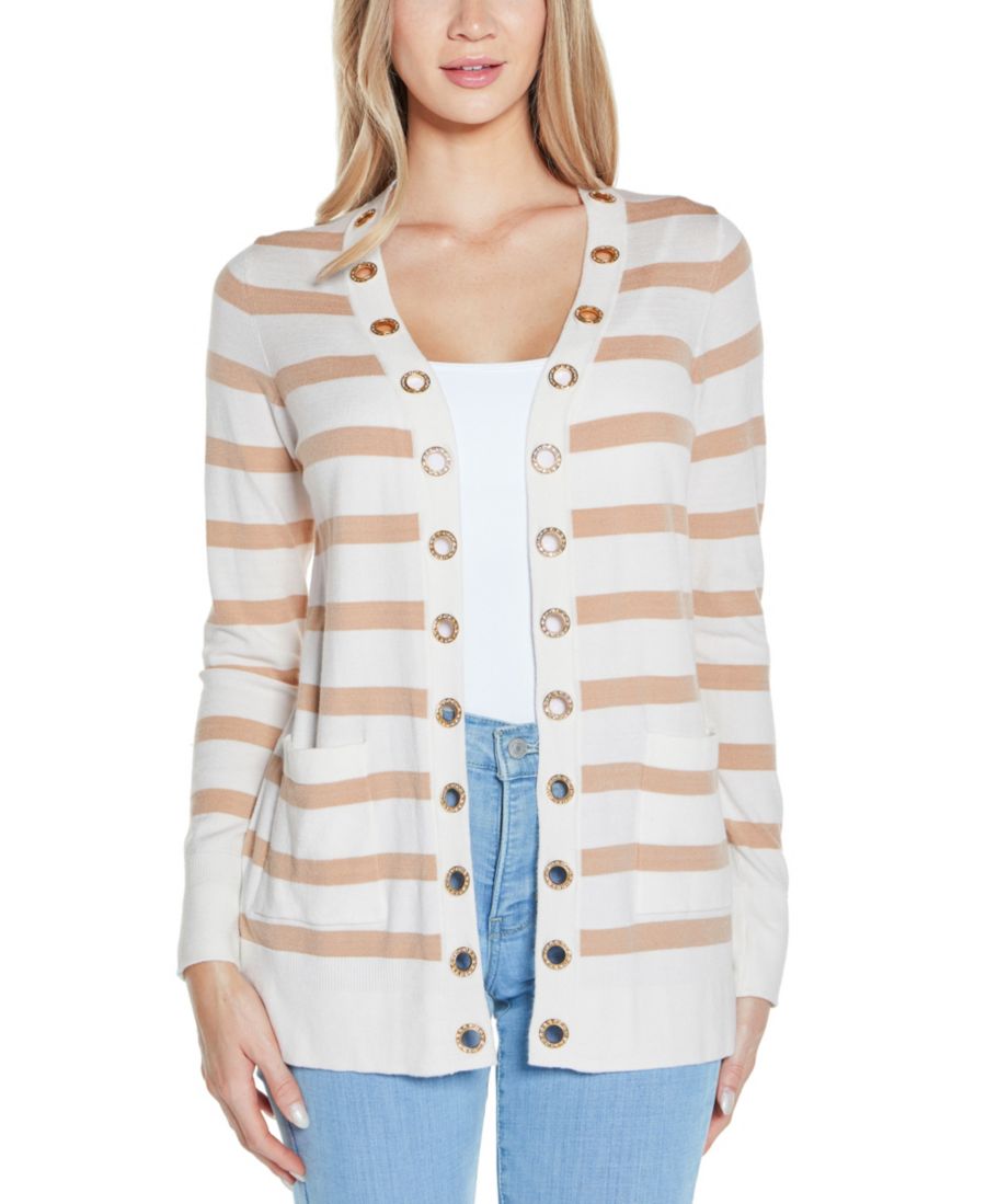 Женский кардиган с открытой передней частью в полоску, украшенный стразами и люверсами Belldini, Ivory
Женский кардиган с открытой передней частью в полоску, украшенный стразами и люверсами Belldini, Ivory