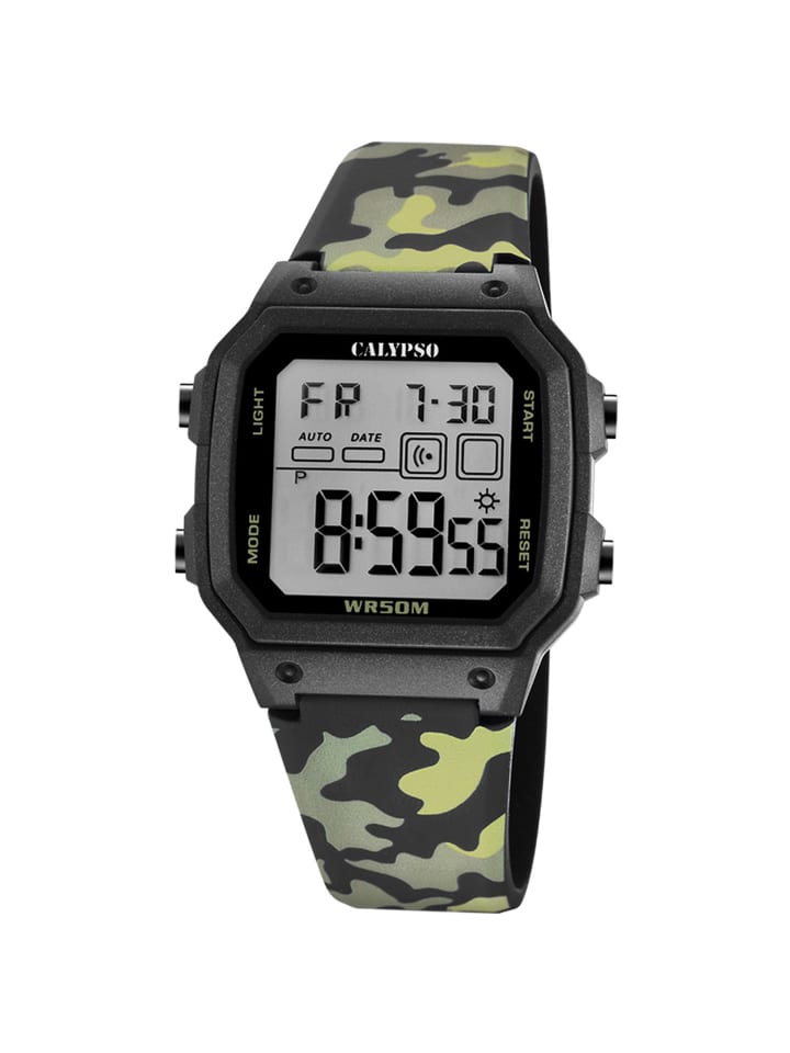 Calypso Мужские цифровые часы, камуфляжный зеленый цвет
Calypso Мужские цифровые часы, камуфляжный зеленый цвет