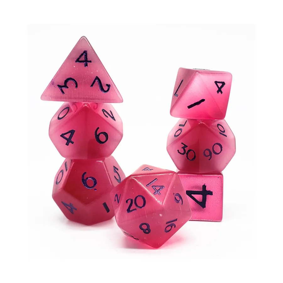 Набор Poly — кошачий глаз, темно-розовый с фиолетовым (7), Semi Precious Stone Dice (Level Up Dice)
Набор Poly — кошачий глаз, темно-розовый с фиолетовым (7), Semi Precious Stone Dice (Level Up Dice)
