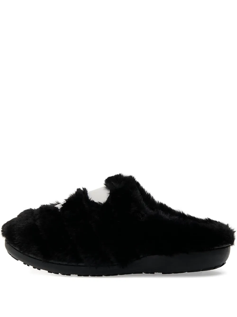 Стеганые меховые тапочки в виде головы обезьяны A BATHING APE, черный 
Стеганые меховые тапочки в виде головы обезьяны A BATHING APE, черный