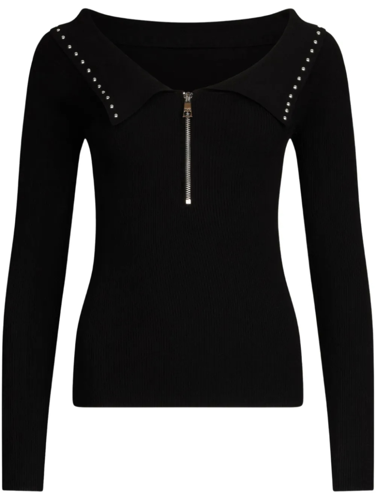 Топ LIU JO с молнией и заклепками, черный 
Топ LIU JO с молнией и заклепками, черный