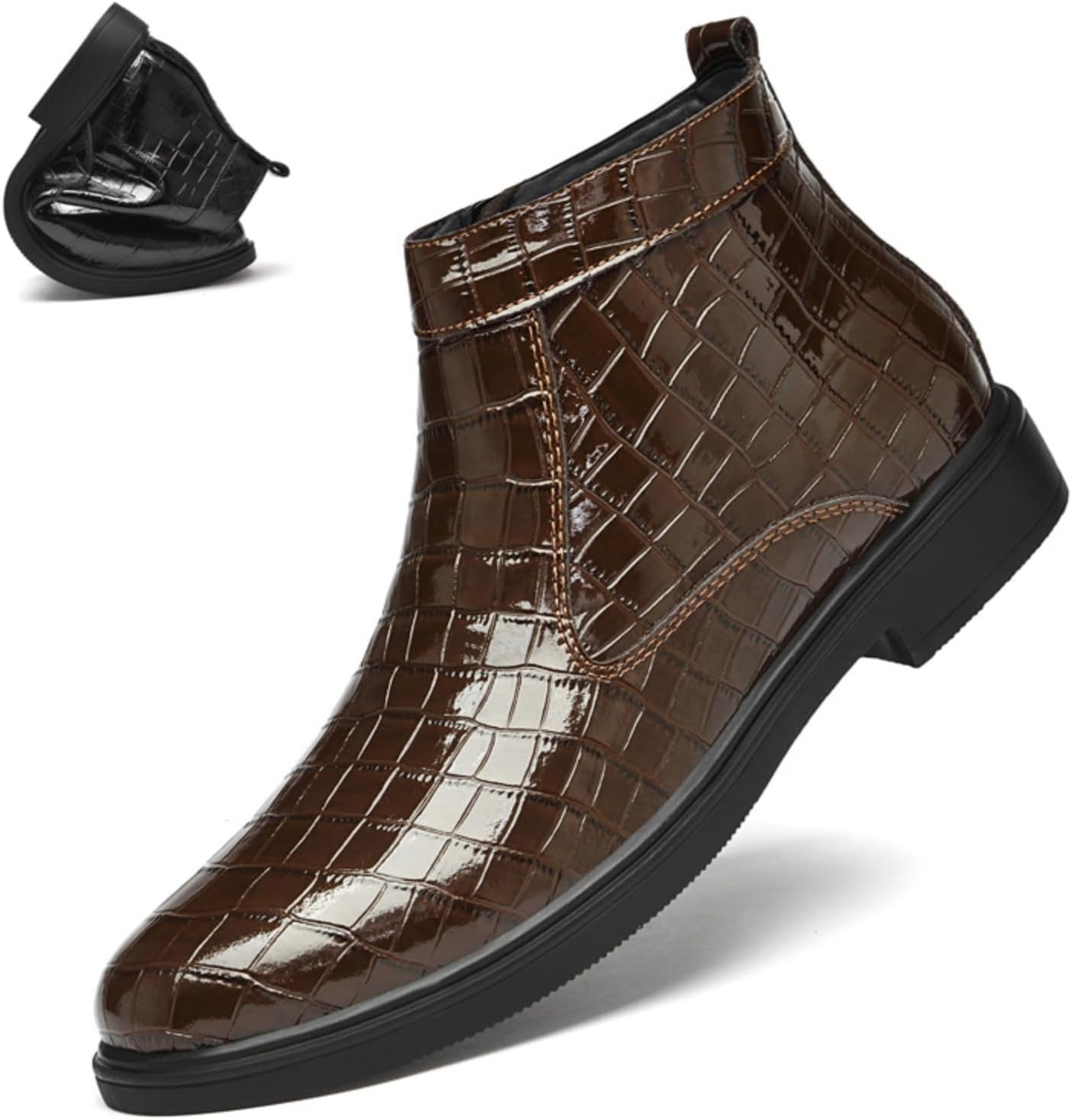 Мужские кожаные ботинки с принтом под аллигатора, на низком каблуке, с круглым носком, боковой молнией и мягкой подошвой, оксфорды для вождения и работы в офисе Forevercan, коричневый
Мужские кожаные ботинки с принтом под аллигатора, на низком каблуке, с круглым носком, боковой молнией и мягкой подошвой, оксфорды для вождения и работы в офисе Forevercan, коричневый