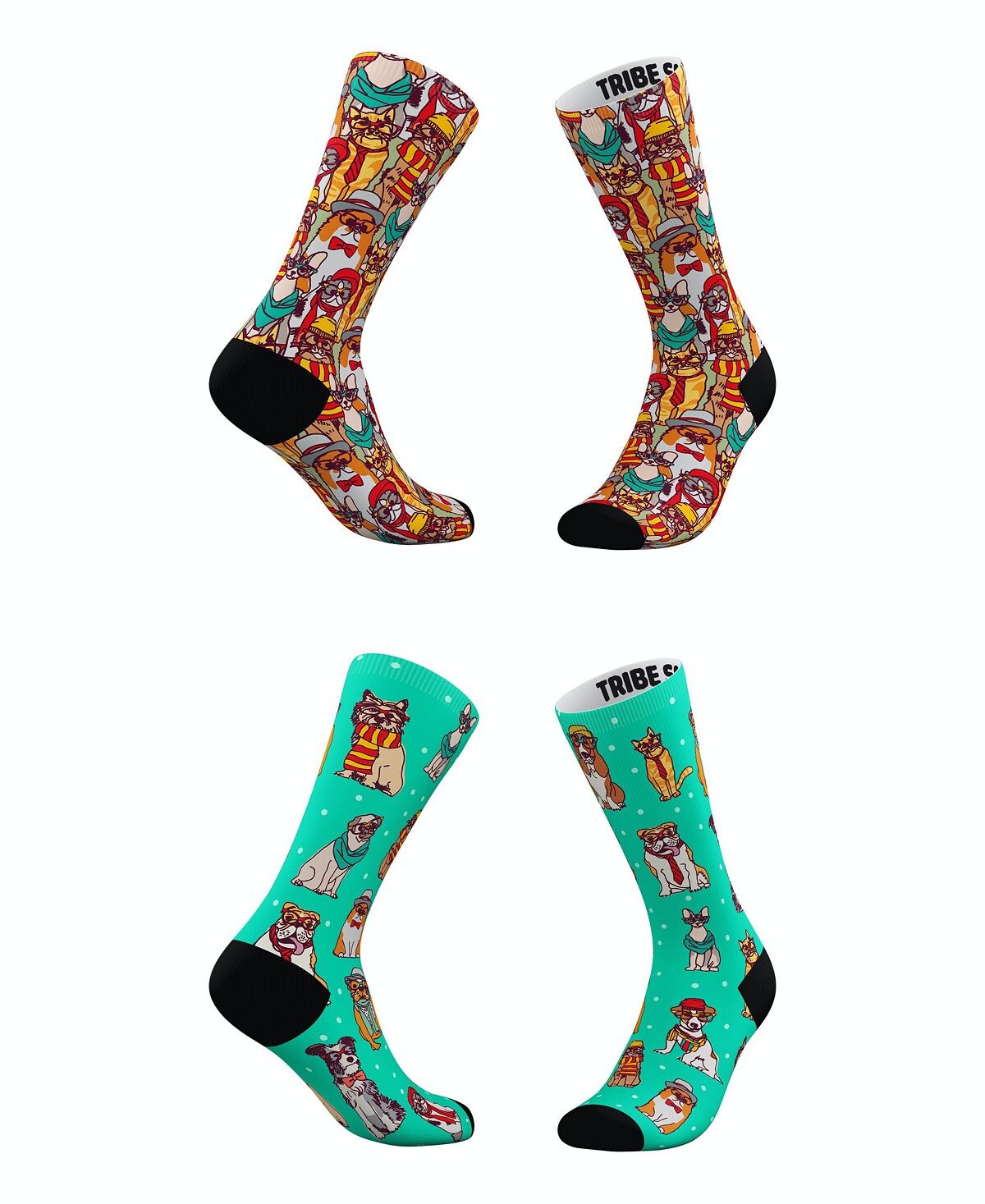 Мужские и женские носки-хипстеры с котами, набор из 2 шт. Tribe Socks 
Мужские и женские носки-хипстеры с котами, набор из 2 шт. Tribe Socks