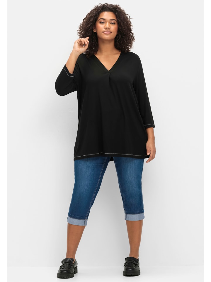 Тканевые шорты sheego, синий деним
Тканевые шорты sheego, синий деним