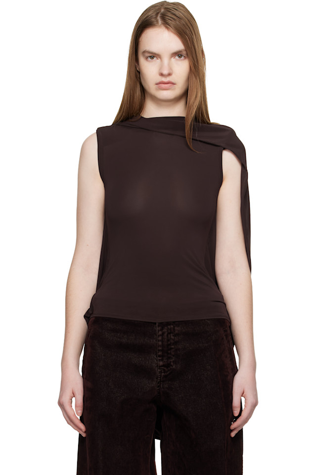 Эластичный вискозный двухслойный драпированный топ Jean Paul Gaultier, коричневый
Эластичный вискозный двухслойный драпированный топ Jean Paul Gaultier, коричневый