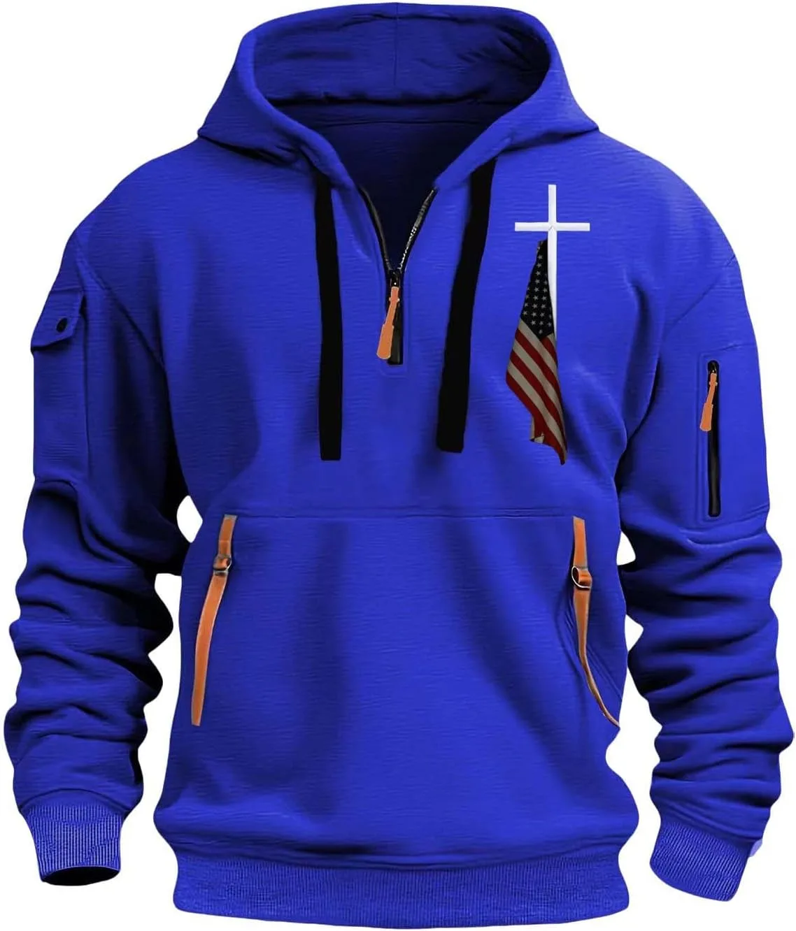 Мужской 1/4 Zip пуловер с капюшоном и карманом
Мужской 1/4 Zip пуловер с капюшоном и карманом