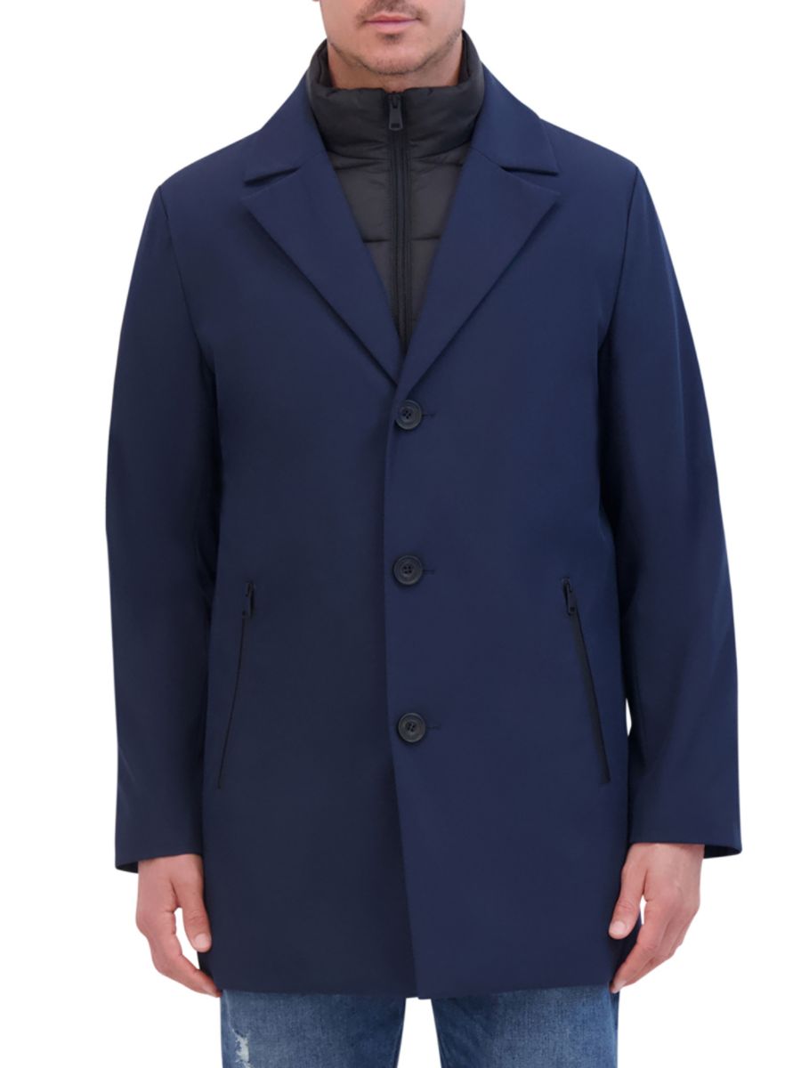 Съемный пуховик на молнии с нагрудником Kenneth Cole, темно-синий 
Съемный пуховик на молнии с нагрудником Kenneth Cole, темно-синий