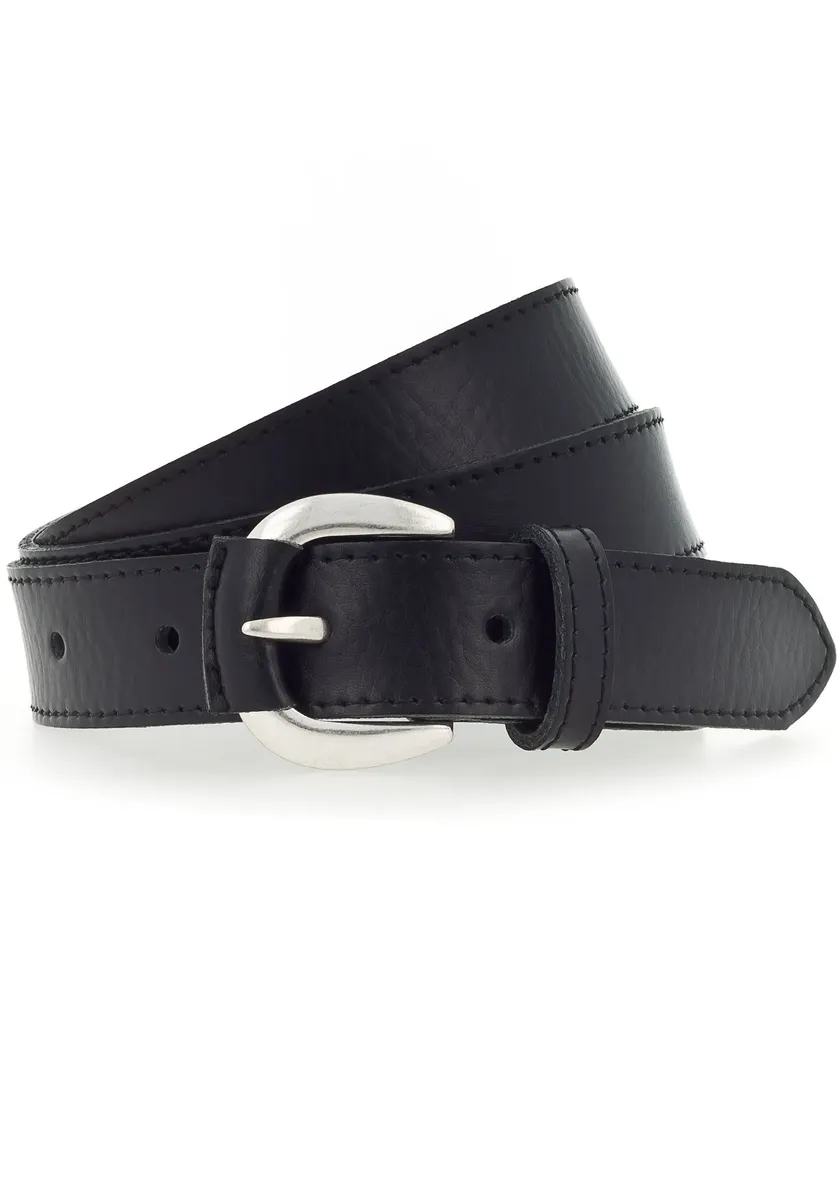 Кожаный ремень Tamaris с пряжкой матового серебра, черный 
Кожаный ремень Tamaris с пряжкой матового серебра, черный