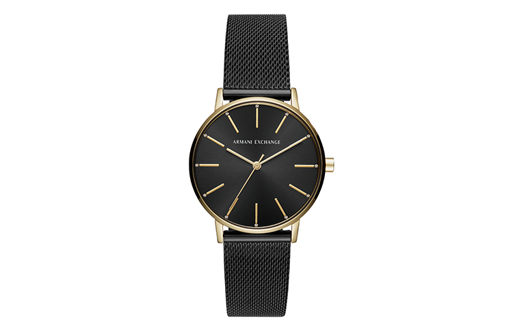 Женские часы ARMANI EXCHANGE с кварцевым механизмом, стальным браслетом и черным циферблатом
Женские часы ARMANI EXCHANGE с кварцевым механизмом, стальным браслетом и черным циферблатом